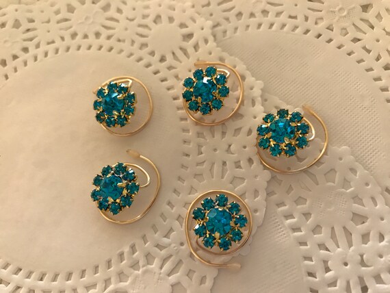 Pageant Hair Jewelry-Aqua Ballroom Dancing Hair Spins-Wedding Hair Swirls-Prom Hair Coils