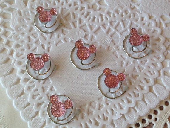 Set of 6 Minnie Mouse Ear Hair Swirls - Disney Wedding Hair Accessories - Baby Pink Cinderella Theme - Hidden Mickeys