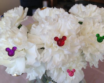 Disney Hochzeit-4 versteckte Mickey Blume Pins-Blumensträuße-DISNEY Floral Pins-DISNEY Corsage Picks-Multi Farben Ihrer Wahl