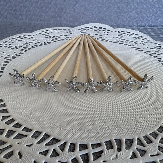 RESERVED for BRITTANY-Beach Wedding Centerpiece decor picks-Starfish Theme (Set of 8)