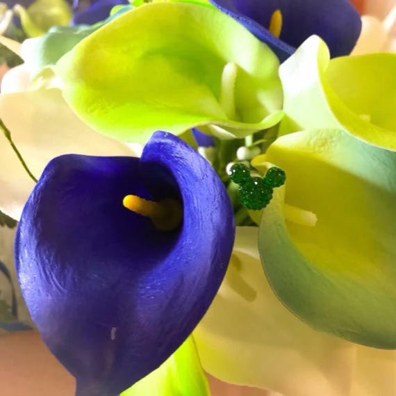 Disney Wedding Bouquets-6 Hidden Mickey Mouse Ears-Green Hidden Mickey Flower Picks Floral Pins Flower Posts