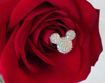 Disney Wedding-12 Hidden Mickeys Bouquets-Centerpiece-Original Creator-Flower Picks Corsage-Floral Pins-Flower Post-Clear AB