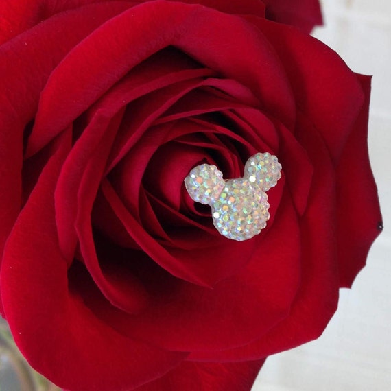 Disney Wedding-12 Hidden Mickeys Bouquets-Centerpiece-Original Creator-Flower Picks Corsage-Floral Pins-Flower Post-Clear AB