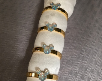 Op Disney geïnspireerde trouwservetringen, gouden muissilhouet, set van 4