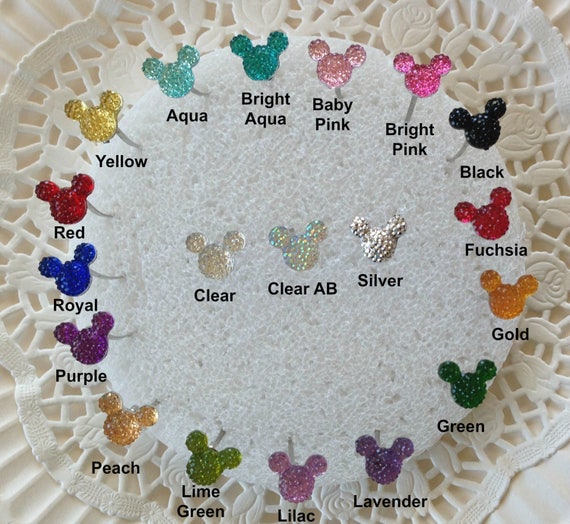 Disney Wedding Bouquet Flower Pins Hidden Mouse Ears Bouquets Crystal Clear  or Choose Color(QTY 12)