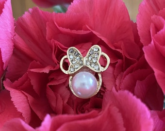 Hidden Minnie bouquet pins, Bride & groom flower pins, boutonniere pin, Disney wedding flower pick, shower gift for bride (Qty 1)