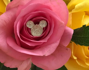 Single Mickey Flower Pins-Disney Wedding Bouquet Flower Pins-Mouse Ears  Bouquet Picks Crystal Clear or Choose Color