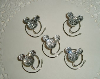 MOUSE EARS Hair Swirls for Wedding in Dazzling Clear Acrylic,  Coils,  Spins,  Debs Twisties, Twists,  Spirals