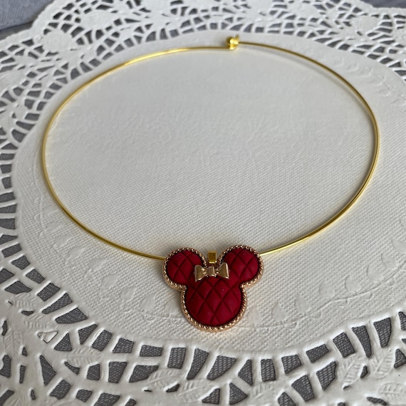 Minnie Mouse Choker Necklace | Rose Gold and Red