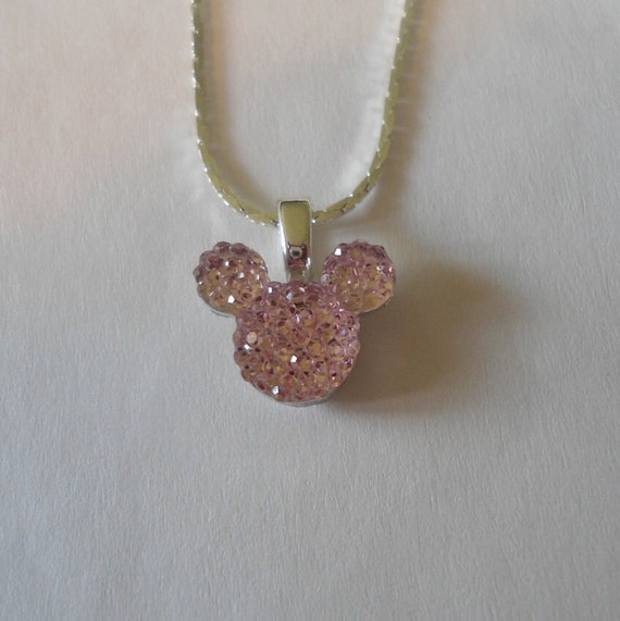 Disney wedding flower girl, Minnie mouse ears necklace, pale baby pink acrylic