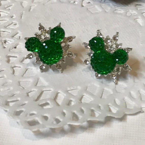 Celestial Star Mickey Pierced Earrings-Star Snowflake-Christmas Green Mouse-Disney Inspired Wedding