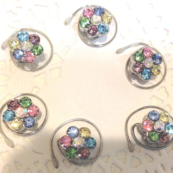 Swarovski Hair Spins-Rainbow Flower Hair Coils-Spirals-Hair Swirls-Set of 6