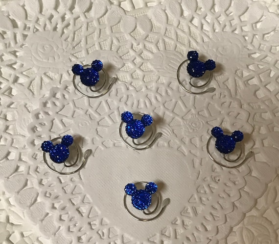 Qty 6 Minnie MOUSE EARS hair swirls, Disney wedding, royal blue acrylic hair coils, hidden mickeys, original creator of the mouse collection