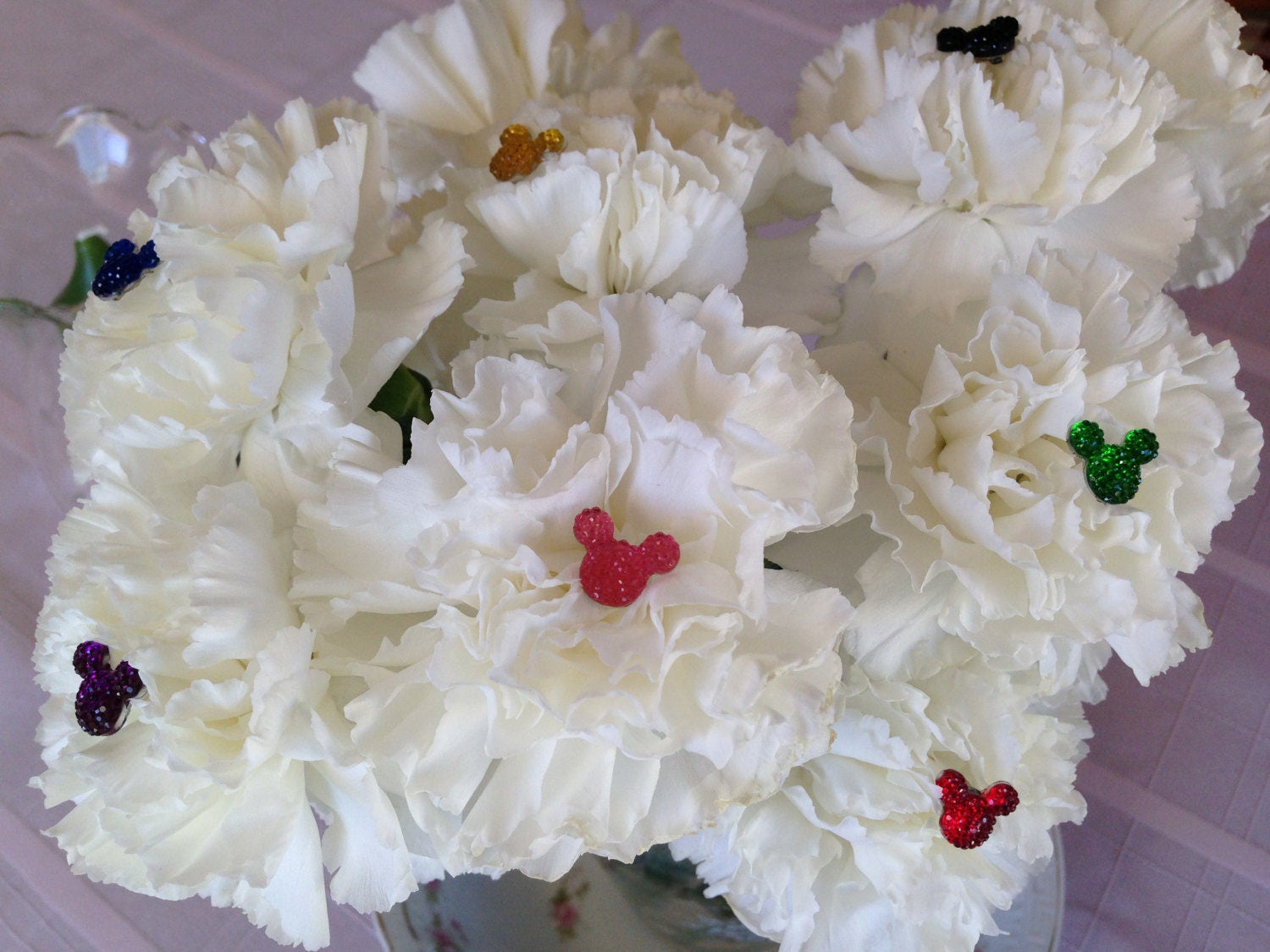 Disney Wedding-4 Hidden Mickey Flower Pins-Bouquets-Disney