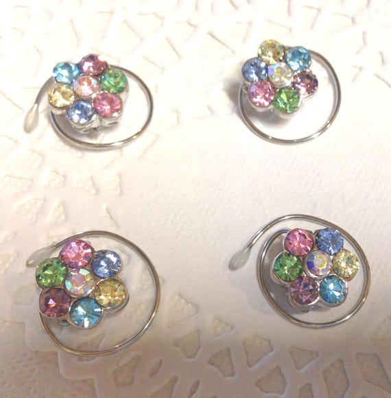 Ballroom Dancing-Swarovski Hair Spins-Rainbow Flower Hair Coils-Spirals-Hair Swirls