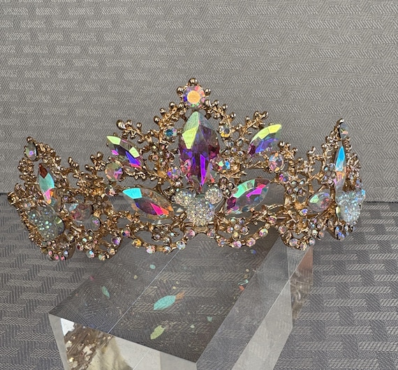 Disney Wedding Hidden Mickey Rhinestone Jeweled Tiara, Silver Tone Setting