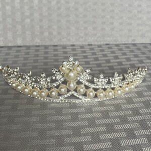 Hidden Mickey Inspired | Disney Themed Wedding | Bride To Be Shower Gift | Silver Tone Mouse Tiara | Rhinestones and Pearls