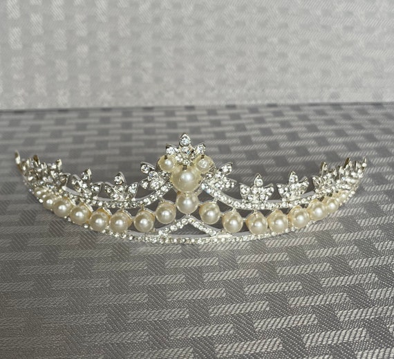 Hidden Mickey Inspired | Disney Themed Wedding | Bride To Be Shower Gift | Silver Tone Mouse Tiara | Rhinestones and Pearls