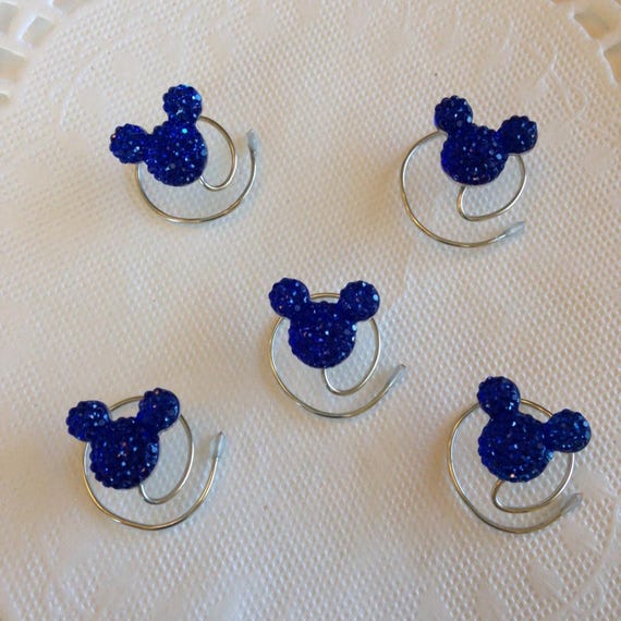 MOUSE EARS Hair Swirls-Disney Themed Wedding-Royal Blue Acrylic-Hidden Mickey