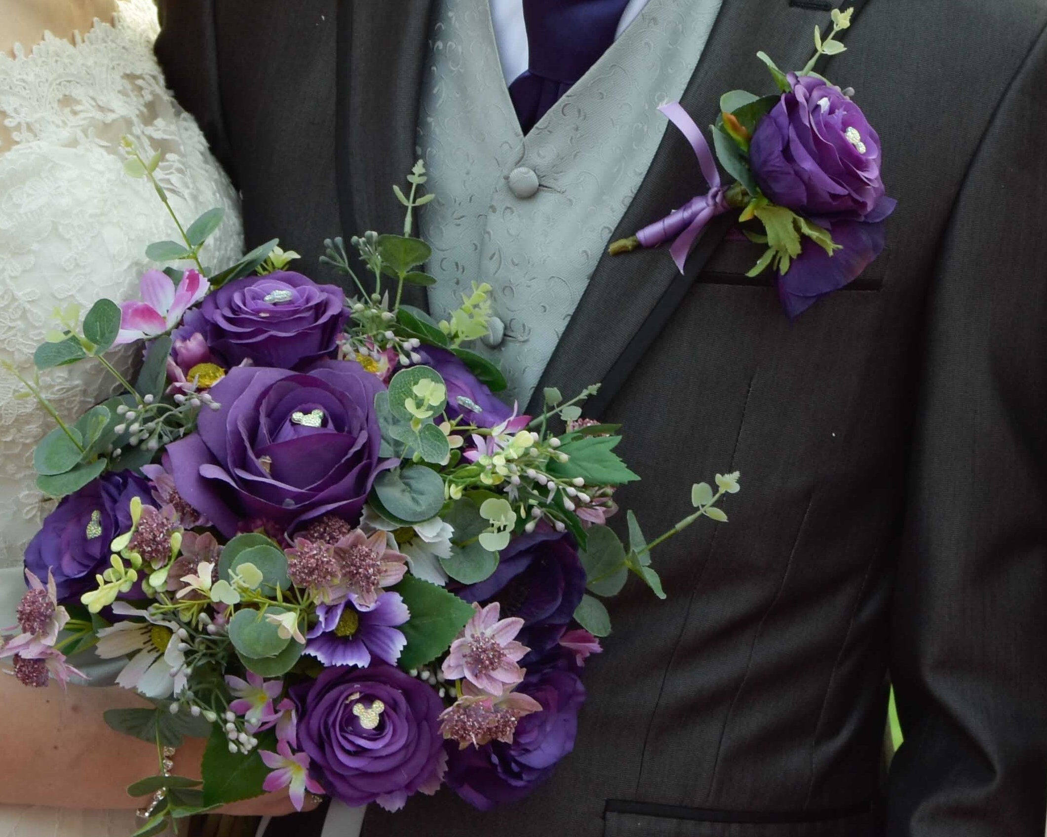 Disney Inspired Boutonniere Flower Pins-Mickey Mouse