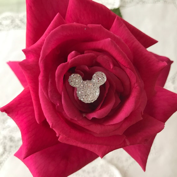 Disney inspired wedding,  12 hidden mickey flower pins, clear mouse ears bouquet, corsage flower picks, centerpiece floral Pins