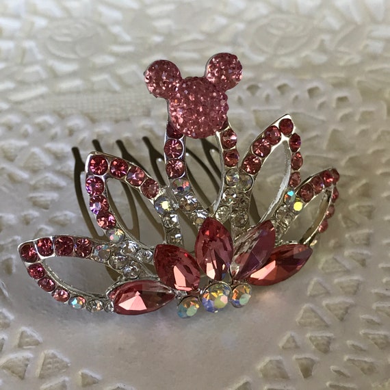 Toddler Mini Tiara Comb-Disney Flower Girl-Disney Cruise-Decorative Comb-Pink-Child's Crown-Junior Bridesmaid