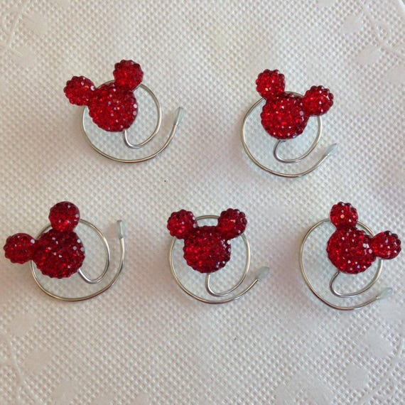 MOUSE EARS Hair Swirls for Disney Wedding in Dazzling Bright Red Acrylic
