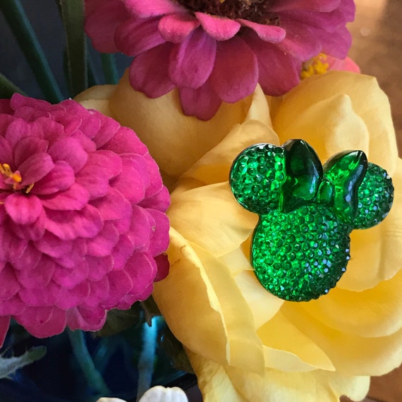 Minnie Mouse Flower Pins-Disney Wedding Bouquet Flower Picks-Bright Green