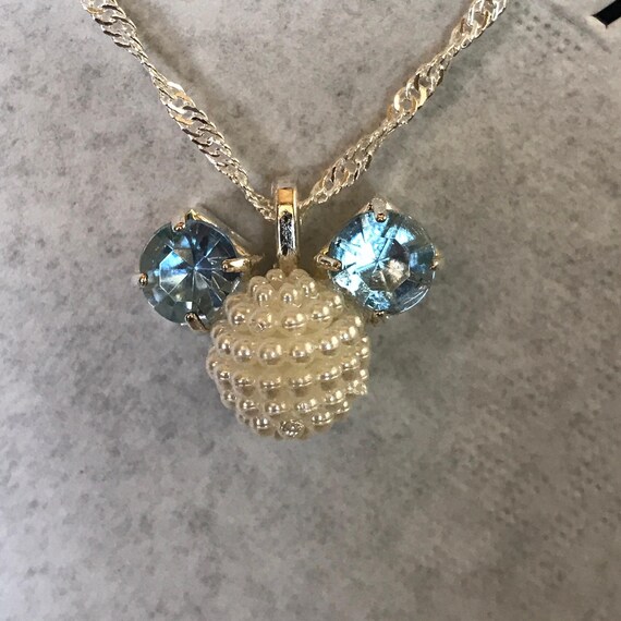 Magical Disney Inspired Mickey Minnie Pendant Necklace-Cinderella Gift-Vintage Rhinestones and Pearls