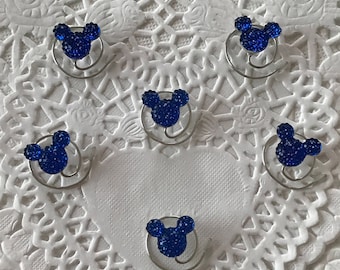 Royal Blue Mouse Ears Hair Swirls, Disney Wedding Hair Jewelry (Set of 6)