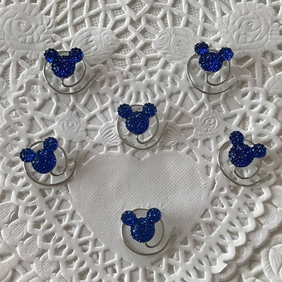 Qty 6 MOUSE EARS Hair Swirls-Disney Wedding-Royal Blue Acrylic Hair Coils-Hidden Mickeys-Original Creator of the Mouse Collection 2012