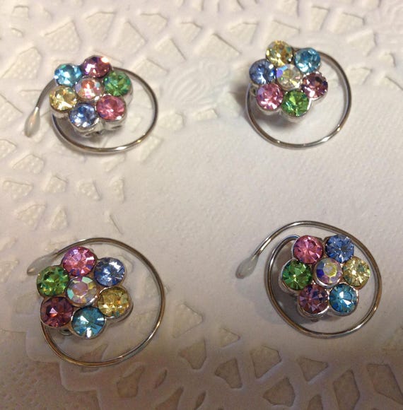 Ballroom Dancing-Swarovski Hair Spins-Rainbow Flower Hair Coils-Spirals-Hair Swirls