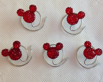 Hidden Mickey Ears, Hair Swirls for Disney Wedding, Bright Red Acrylic, Tinker Bell Gift