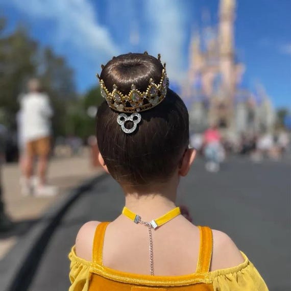 Mini Crown for Child or Doll, Disney Flower Girl, Doll Collector, Mickey Birthday Party, Princess Gift, Golden Diadem, Costume Accessory