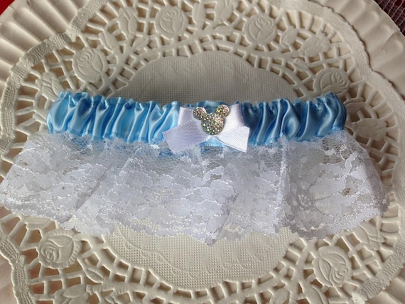 MOUSE EARS Bridal Wedding Garter. Something Blue, Disney Inspired