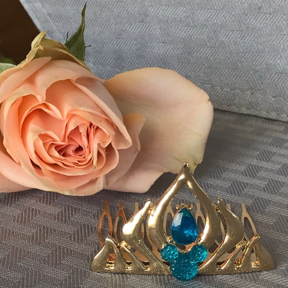 Elsa mini comb, Disney flower girl crown, Disney cruise hair comb, decorative comb, aqua blue childs tiara