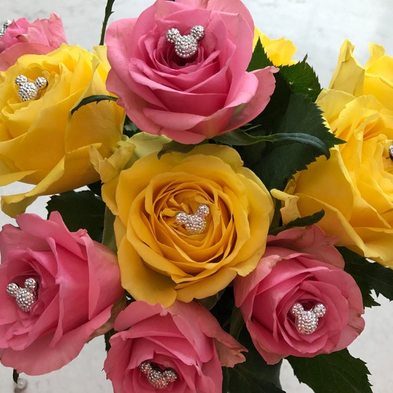 Disney Wedding Mickey Bouquet-12 Silver Tone or Choose Color-Reception Floral Pins
