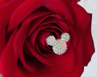 Disney Wedding Bouquet Picks: Rhinestone Mickey Mouse Flower Pins (Set of 12)