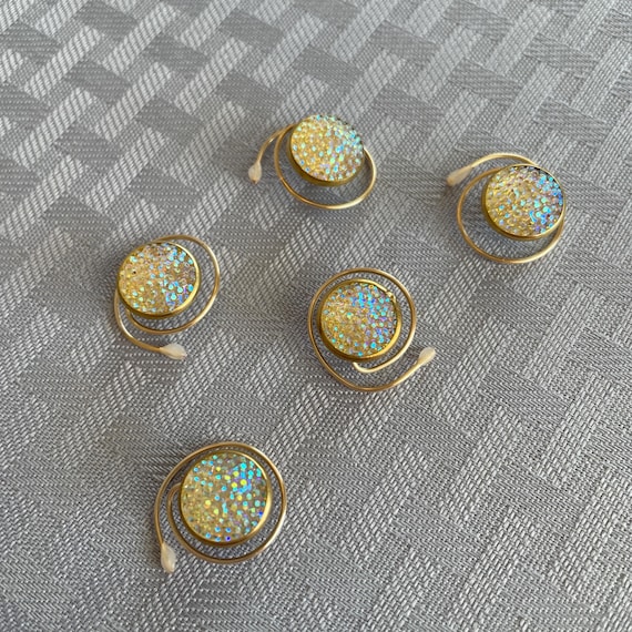 Ballroom Dancer-Deburante Ball-Wedding Reception-Music Recital-Prom Hair Accessory-Rainbow Circles-Gold Tone Setting-Bridesmaids-