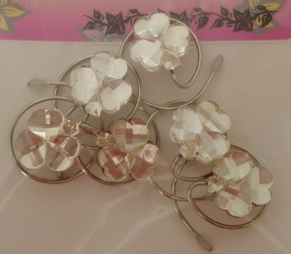 Shamrock Hair Twists for Irish Wedding - Irish dancer hair spirals, Sparkling Prom Spins - Crystal Clear Hair Swirls