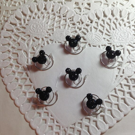 6 MOUSE EARS Hair Swirls-Disney Wedding-Cinderella Gift- Hair Coils-Black Hidden Mickeys-Original Creator of the Mouse Collection 2012