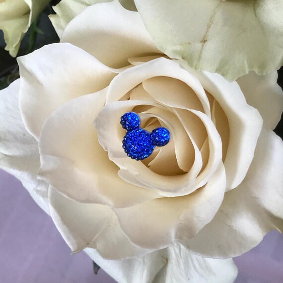 Hidden Mickeys Flower Pins-Disney Wedding Bouquets-Royal Blue Floral Pins-Flower Picks-Corsage Pins