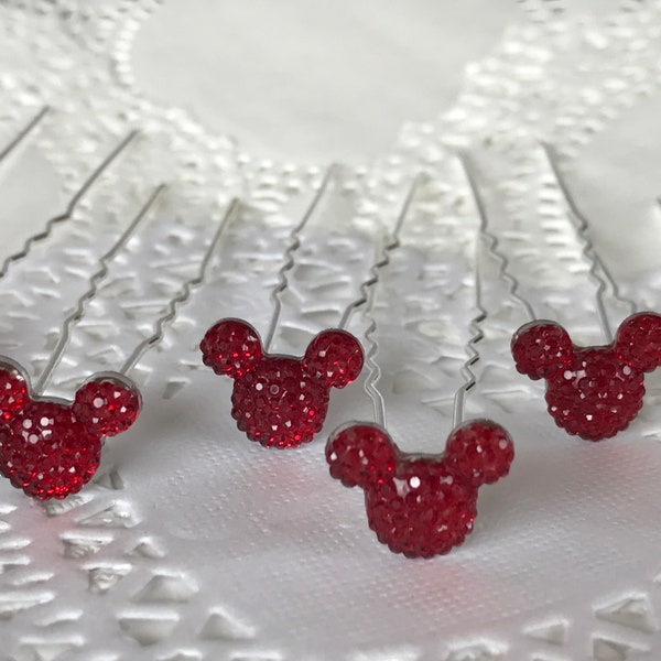 Mickey mouse hair pins, Disney inspired wedding, engagement party, bridesmaids, flower girls hair fork, birthday gift