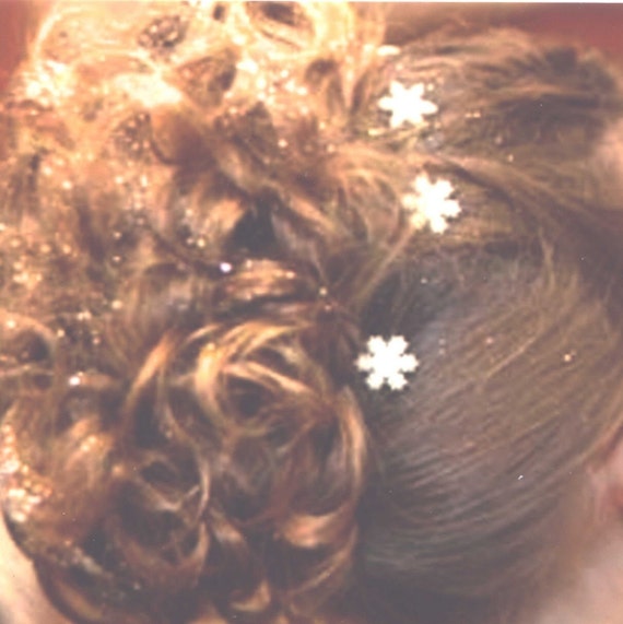 Frozen Snowflake Hair Swirls in White Glitter-Flower Girl-Winter Wedding-Birthday Gift