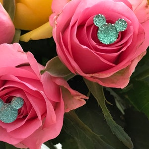 Disney Inspired Bouquet Pins, Boutonnieres, Aqua Mickey Mouse Centerpieces, Wedding Corsage (Qty 12)