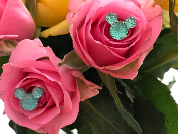 Disney Inspired Bouquet Pins, Boutonnieres, Aqua Mickey Mouse Centerpieces, Wedding Corsage (Qty 12)