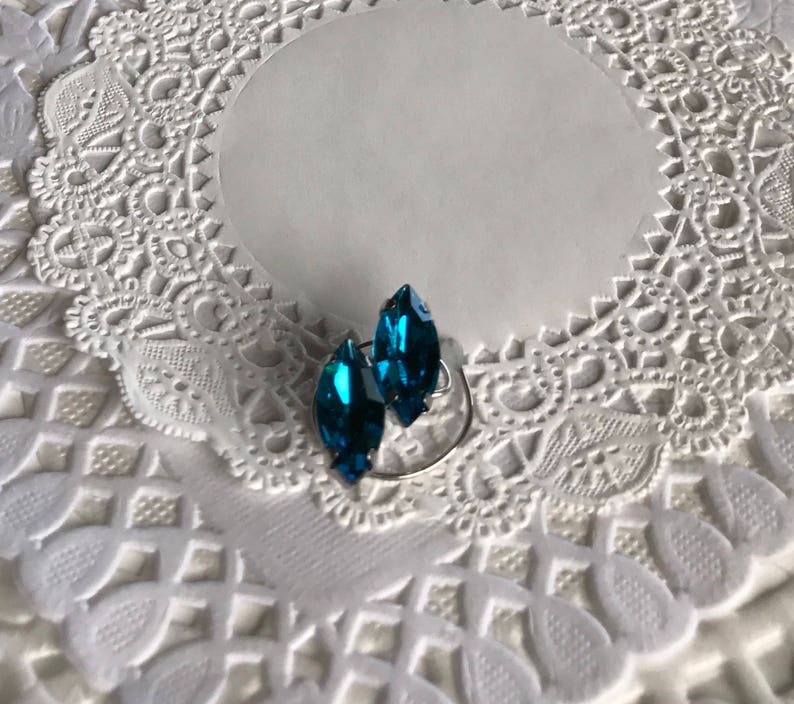 Perfect for Dancers-Skaters-Bridesmaid Updos-Navette Rhinestones Ballroom Hair Swirls-Teal Blue