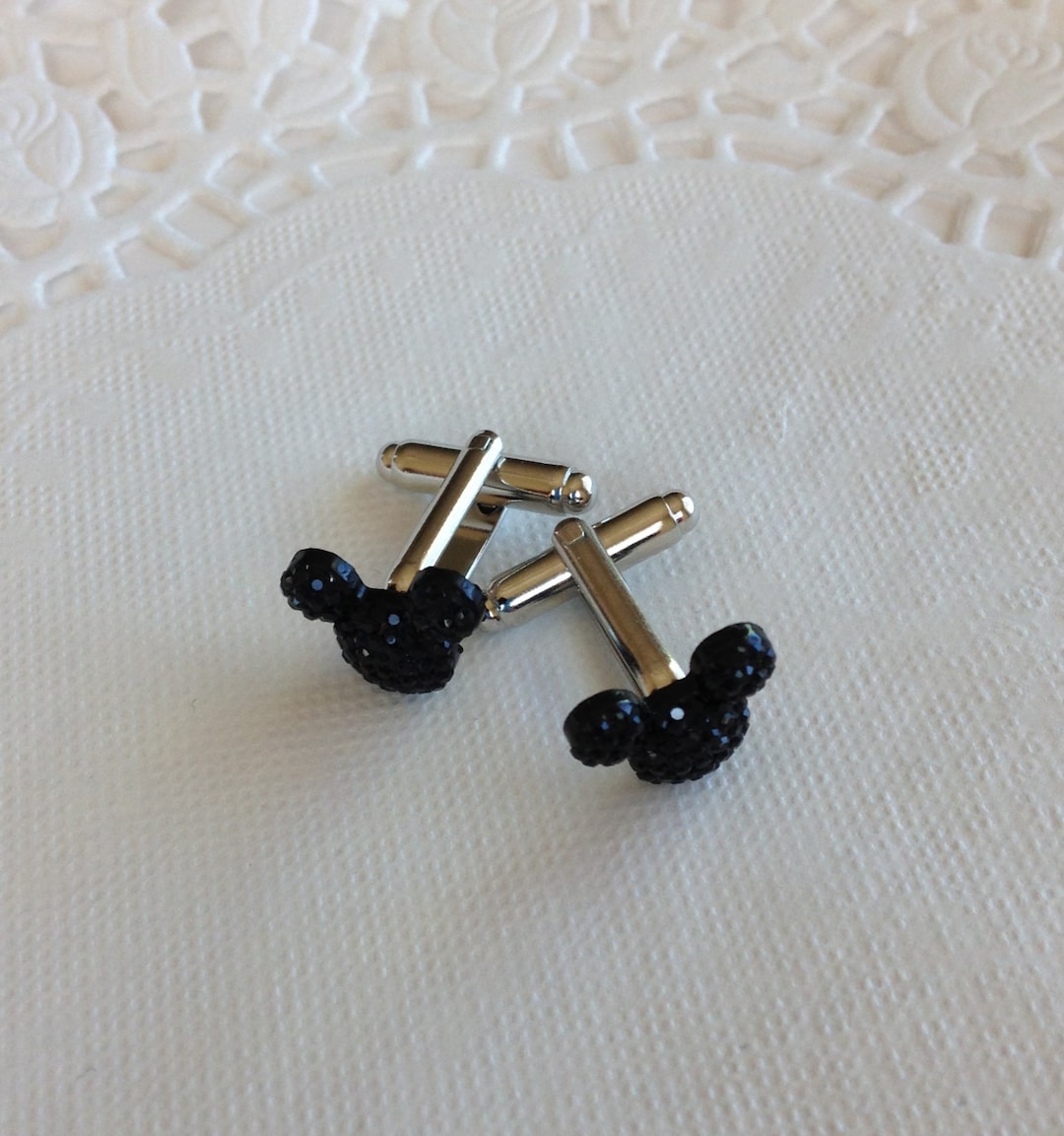MOUSE EARS Cufflinks for Wedding Partyblack Acrylicgift Box Included