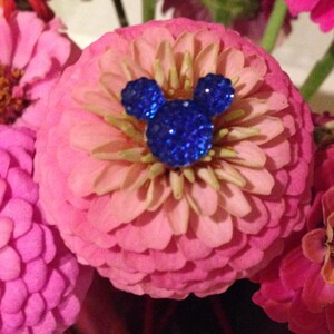 Disney Wedding-6 Hidden Mouse Ears-Bouquet Pins-Royal Blue Flower Pins-Original Creator of Mouse Collection 2012