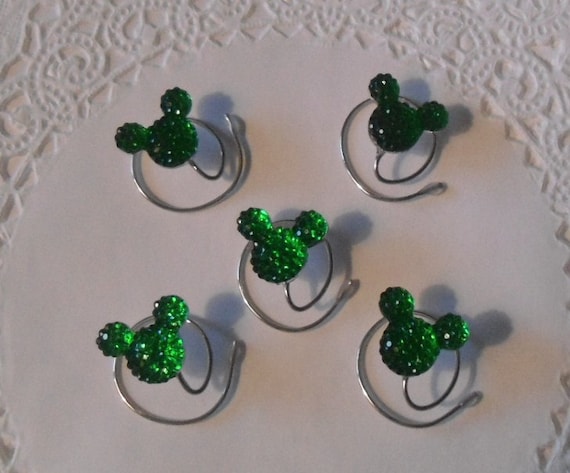 Disney Wedding Hair Swirls  MOUSE EARS  in Dazzling Green Acrylic Disney World Bridal Party Flower Girl Hair Coils